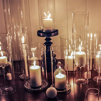 Open-Ended Hurricane Glass Candle Holders