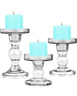 Bubble Glass Pillar Taper Candle Holder H-3.75