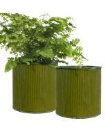 Corrugated Planter 8 INCHES Ridged Rustic Zinc Cylinder Pot