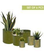 Corrugated Zinc Metal Galvanized Cylinder Planter Set