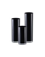 Black Glass Cylinder Vase Set of 3, D-6" x H-12", 16", 20" 