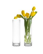 Diameter 4" Height 16" Clear Glass Cylinder Vases with flowers