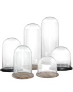 glass dome cloches black brown wood base
