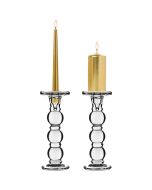 Glass pillar and taper candle holders