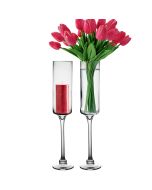Long Stem Glass Candle Holder H-16 Open-3.5