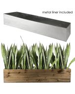 very long wooded rectangle planter boxes