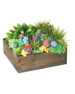 square wood planter box with zinc liner