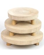 Wood Slice 9", 11" and 13" Plant Stand Pedestal Footed Riser Serve Board 