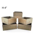 4" Tall Wood Planter Square Box w/ Plastic or Metal Liner Opening-6", 8", 10", 12" Pack of 6 Pcs