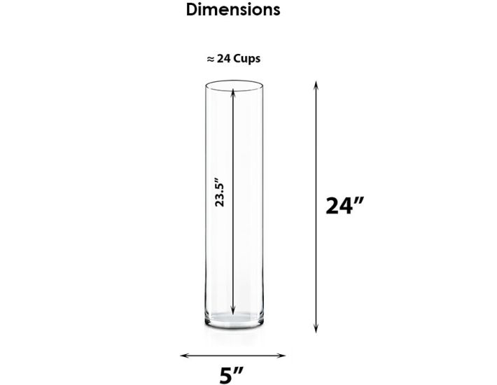 24 inch tall, 5 inch wide Cylinder Glass Vase for Parties and Events