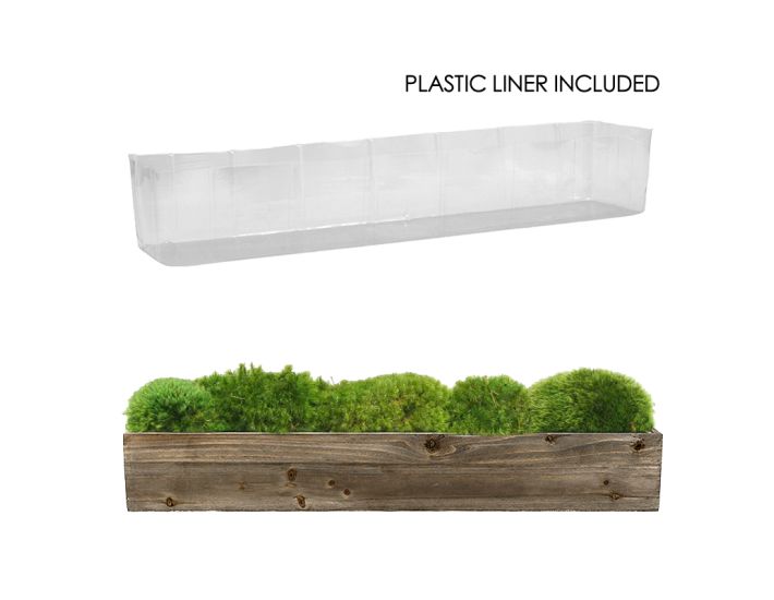Wood Long 34" Planter Box with Plastic Liner For Long Table Centerpieces