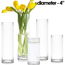 12 pcs Glass Cylinder Vase. D-4", H-9",12",14",16",20",24",28"