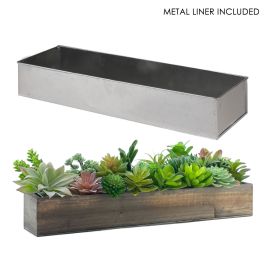 6 x 18 x 3 inch | Wood Planter Box and Zinc Liner | Set of 6