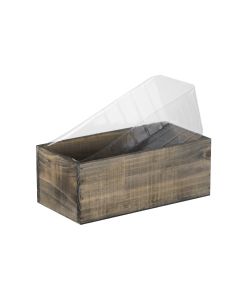 6 pcs Wood H-4" Rectangle Planter Box w/ Plastic Liner (5 Lengths to Choose)