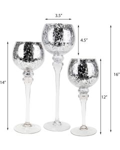 long stemmed mercury glass candle holder