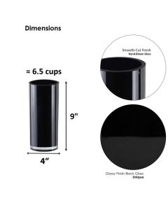 Black glass cylinder vases