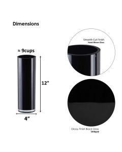 black glass cylinder vases