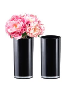 black glass cylinder vases