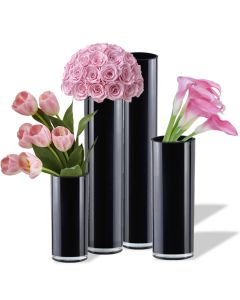 Black 4 inches glass cylinder vases