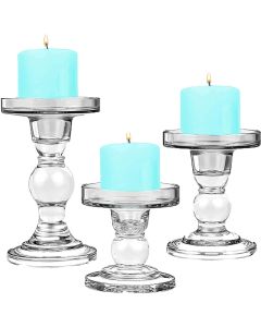 Bubble Glass Pillar Taper Candle Holder H-3.75