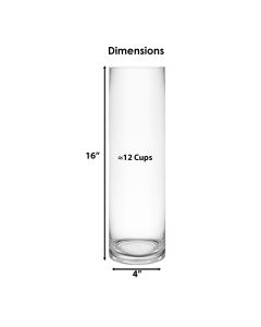 Diameter 4"  Height 16" Clear Glass Cylinder Vases with flowers