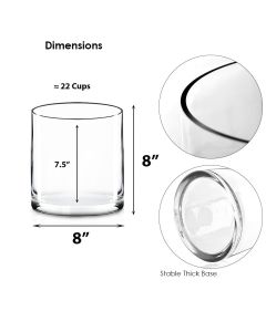 8 inches glass cylinder vases