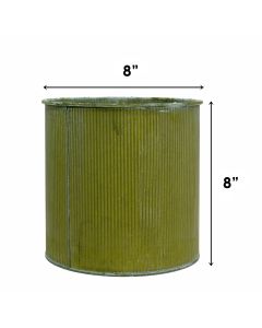 Corrugated Planter 8 INCHES Ridged Rustic Zinc Cylinder Pot