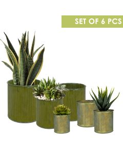 Corrugated Zinc Metal Galvanized Cylinder Planter Set