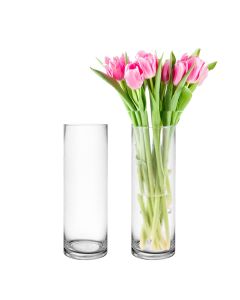 Diameter 4"  Height 12" Clear glass cylinder vases