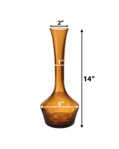 Long Neck Amber Orange H-14" D-2.5" Decorative Vase