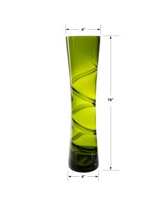 green swirl spiral glass vases