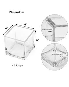 6 inches glass cube vases
