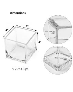 4 inches glass square cube vases