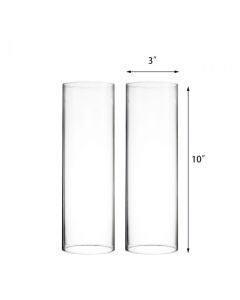 Glass Hurricanes Shades. D-3" Chimney Tubes (Multiple Sizes & Packing)-10 in-Pack of 6