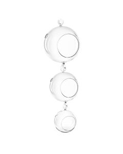 Set of 3 Hanging Glass Orb Tea Light Candle Holder, Pack of 12 Sets (Multiple Sizes)