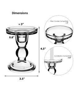 glass pedestal pillar candlestick taper candle holder