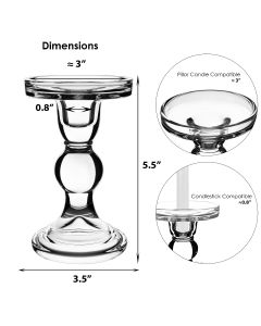 glass pedestal pillar candlestick taper candle holder
