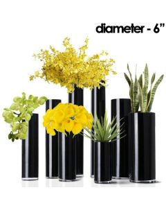 black glass cylinder vases