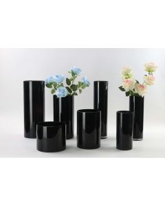 black glass cylinder vases