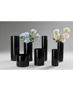 black glass cylinder vases