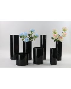 black glass cylinder vases
