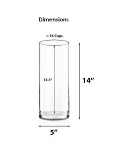 14 inches glass cylinder vase