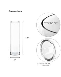 glass cylinder vase 17 inches by 5 inches