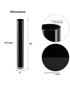 Tall black glass cylinder vases
