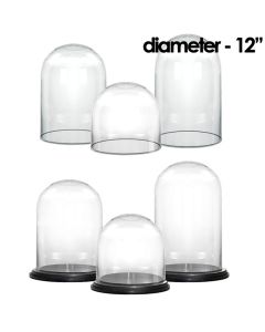 Glass Display Dome Cloche Bell Jar w/ Black Wood Base Option 