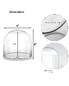 Glass Dome Cloche H-6", H-10.5", 14", D-6" Bell (Pack of 2 and 4)-6 in-Pack of 2