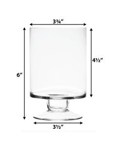 Short Stem Glass Pedestal Hurricane Candle Holders. H-6", 8", 10", 13.5" (Multiple Packing)-6 in-Pack of 12
