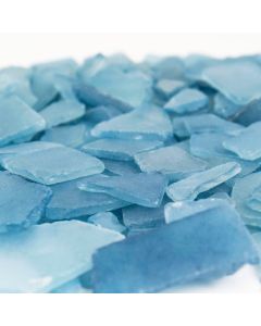 25 lbs Sea Glass Flat Vase Filler Frosted Blue 0.25" - 2.8" (Multiple Packing)