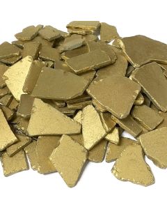 25 lbs Sea Glass Flat Vase Filler Gold 0.25" - 2.8" (Multiple Packing)
