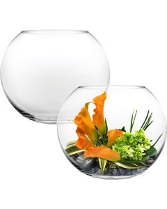 2 Glass Bubble Bowl, Fish Bowl, Terrarium Bowl Height 4.5" x Width: 6" x Opening 4.25" Clear